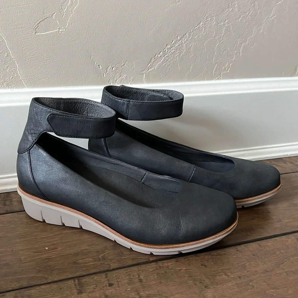 Dansko Black Leather Wedge Mary Janes with White Soles